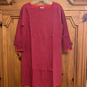 J. McLaughlin Trey 3/4 Sleeve Boatneck Stripe Cotton Linen Dress Small NWT